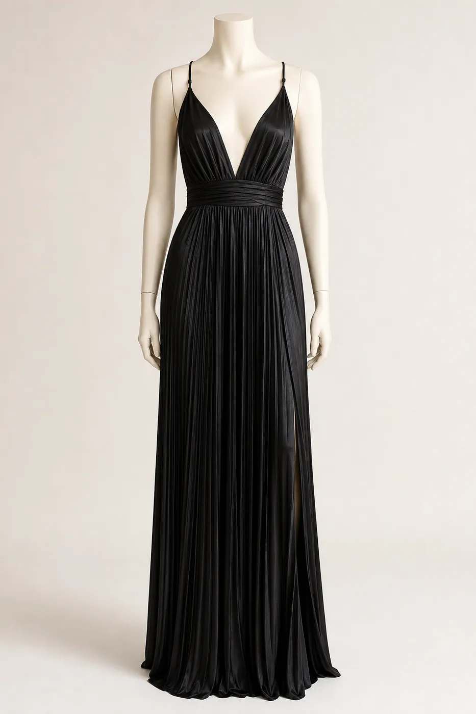 Edition Long Pleated Satin Dress