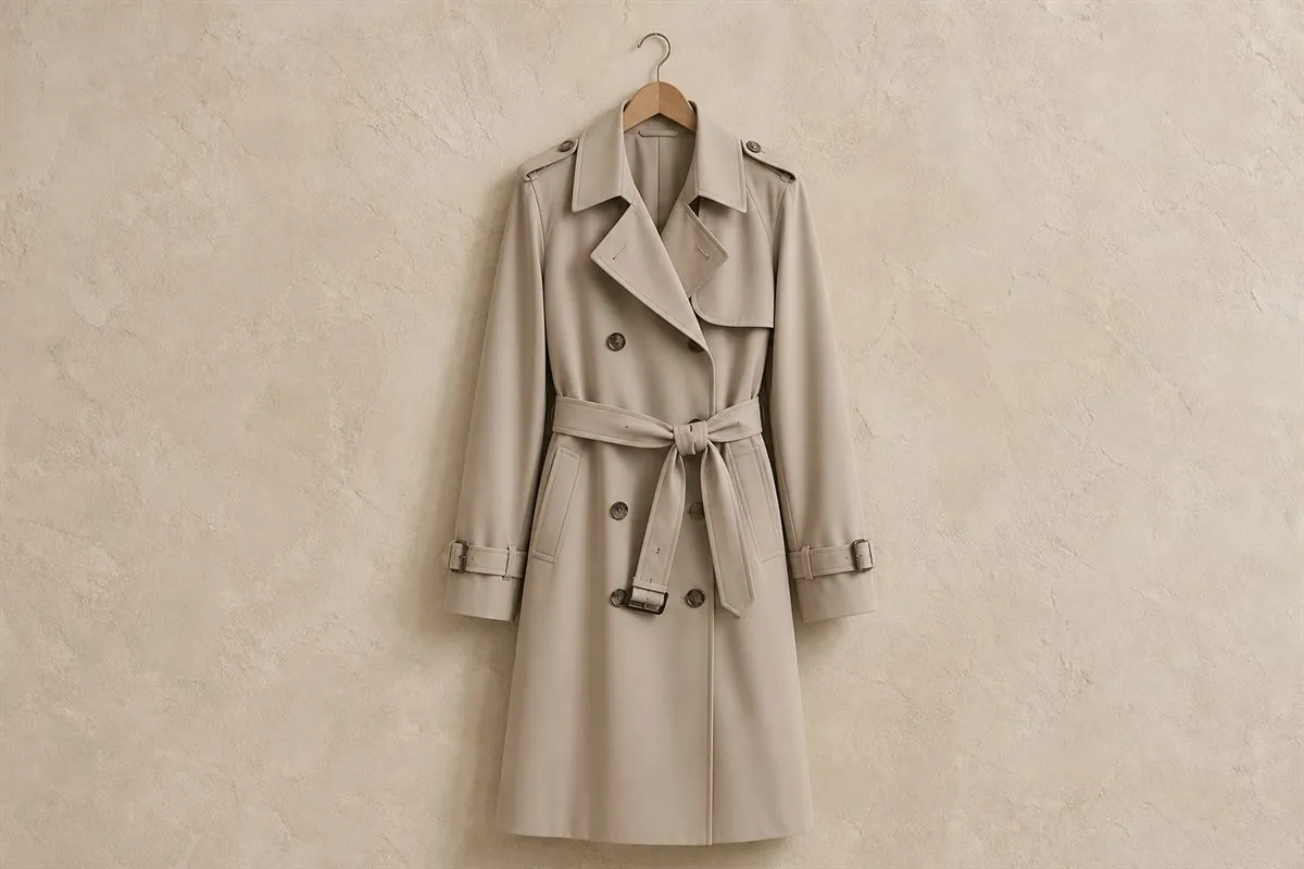 Trench Mi-Long en Gabardine Fluide No.21